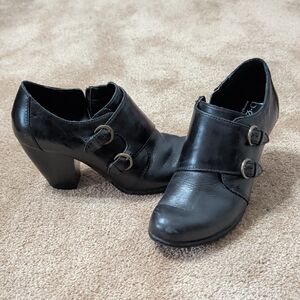 Black Leather Women's Born Concept Heeled Shoes